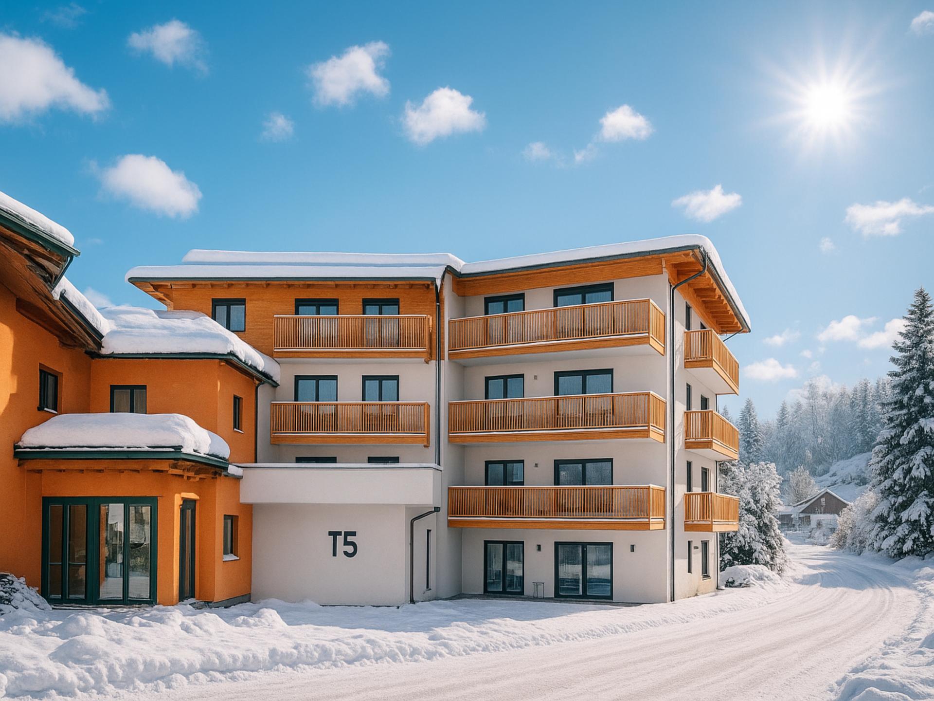 Ruim appartement tussen skigebieden met carport
