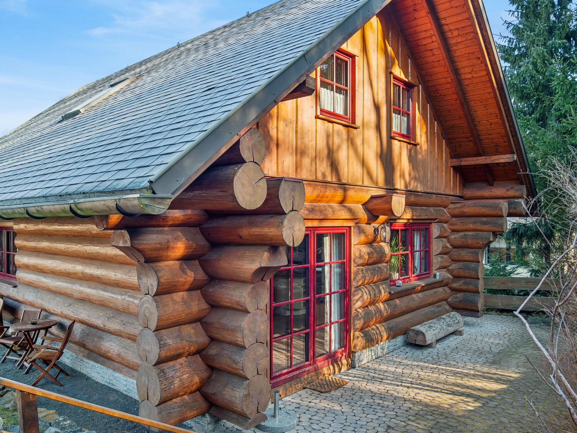 Houten chalet met sauna in het Thüringer Woud